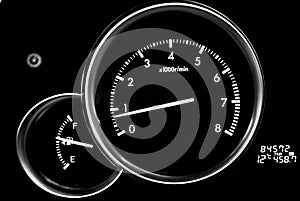 Car dashboard dials - engine RPM rotations per minute