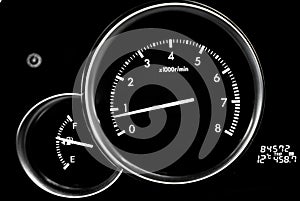 Car dashboard dials - engine RPM (rotations per minute