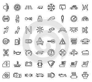 Car dashboard icons set outline vector. Car automobile