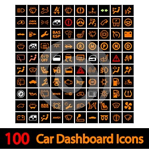 100 auto přístrojová deska ikony 