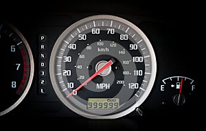 Car dashboard odometer with infinity miles