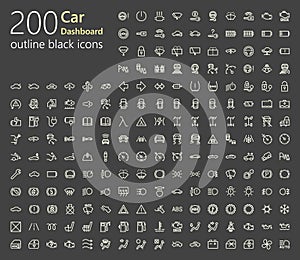 Car dashboard outline easy iconset