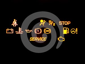 car dashboard panel icons symbols