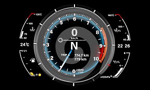 Car dashboard speedmeter technology design modern futuristic on boack background vector
