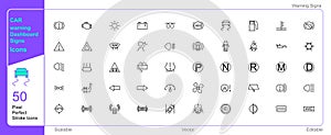 Car Dashboard warning signs and symbols icon photo