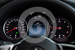 Car dashboard with white backlight