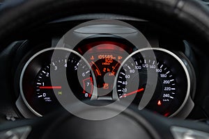 Car dashboard with white backlight