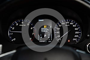 Car dashboard with white backlight