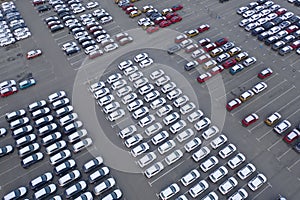 Car Dealer Logistics Center, new cars parked.