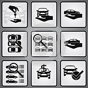 Car dealership 9 icons set
