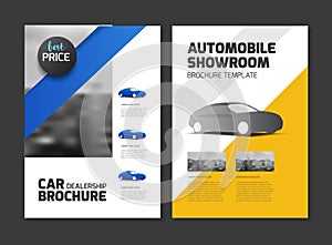Car dealership brochure. Automobile showroom