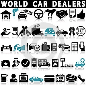 Car dealership icons set