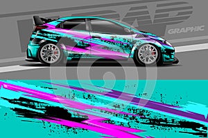 Car decal design vector. Graphic abstract stripe racing background kit designs for wrap vehicle, race car, rally, adventure and