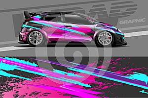 Car decal design vector. Graphic abstract stripe racing background kit designs for wrap vehicle, race car, rally, adventure and