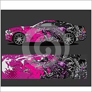 Car decal vector, Dragon tattoos style abstract