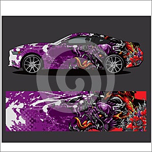 Car decal vector, Dragon tattoos style abstract