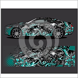 Car decal vector, Dragon tattoos style abstract