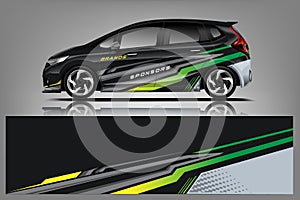 Car decal wrap design . Graphic abstract stripe racing background kit designs for vehicle, race car, rally, adventure and li