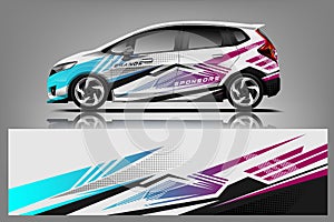 Car decal wrap design . Graphic abstract stripe racing background kit designs for vehicle, race car, rally, adventure and li