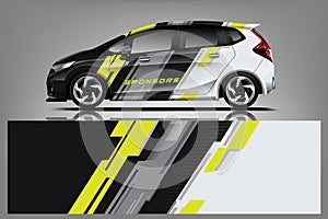 Car decal wrap design . Graphic abstract stripe racing background kit designs for vehicle, race car, rally, adventure and li