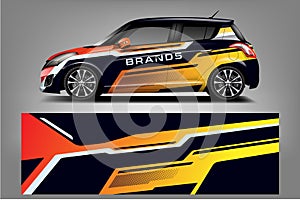 Car decal wrap design . Graphic abstract stripe racing background kit designs for vehicle, race car, rally, adventure and li