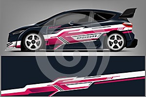 Car decal wrap design . Graphic abstract stripe racing background kit designs for vehicle, race car, rally, adventure and li