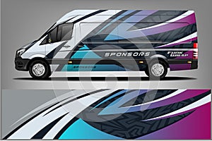 Car decal wrap design . Graphic abstract stripe racing background kit designs for vehicle, race car, rally, adventure and li