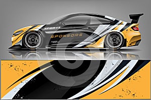 Car decal wrap design . Graphic abstract stripe racing background kit designs for vehicle, race car, rally, adventure and li