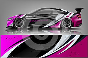 Car decal wrap design . Graphic abstract stripe racing background kit designs for vehicle, race car, rally, adventure and li