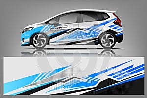 Car decal wrap design . Graphic abstract stripe racing background kit designs for vehicle, race car, rally, adventure and li photo