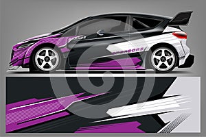 Car decal wrap design . Graphic abstract stripe racing background kit designs for vehicle, race car, rally, adventure and li photo