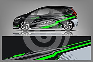 Car decal wrap design . Graphic abstract stripe racing background kit designs for vehicle, race car, rally, adventure and li photo