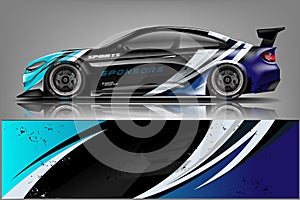 Car decal wrap design . Graphic abstract stripe racing background kit designs for vehicle, race car, rally, adventure and li