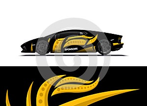 Car decal wrap design vector. Abstract background for vehicle vinyl wrap