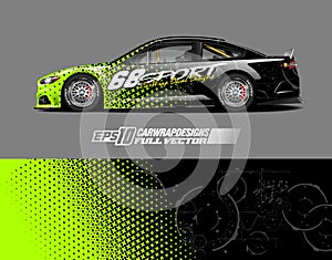 Car decal wrap design vector. Graphic abstract stripe racing background designs.