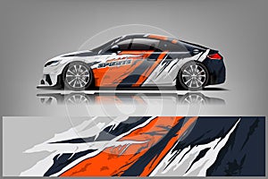 Car decal wrap design vector. Graphic abstract stripe racing background kit designs for adventure and li