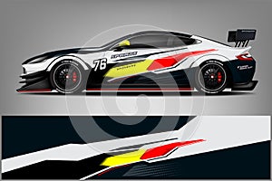 Car decal wrap design vector. Graphic abstract stripe racing background kit designs for vehicle, race car, rally, adventure and li