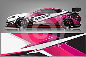 Car decal wrap design vector. Graphic abstract stripe racing background kit designs for vehicle, race car, rally, adventure and li