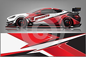 Car decal wrap design vector. Graphic abstract stripe racing background kit designs for vehicle, race car, rally, adventure and li