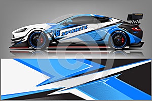 Car decal wrap design vector. Graphic abstract stripe racing background kit designs for vehicle, race car, rally, adventure and li