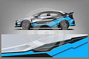 Car decal wrap design vector. Graphic abstract stripe racing background kit designs for vehicle, race car, rally, adventure and li