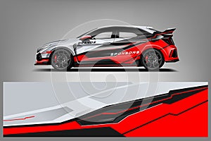 Car decal wrap design vector. Graphic abstract stripe racing background kit designs for vehicle, race car, rally, adventure and li