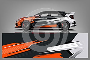 Car decal wrap design vector. Graphic abstract stripe racing background kit designs for vehicle, race car, rally, adventure and li