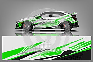 Car decal wrap design vector. Graphic abstract stripe racing background kit designs for vehicle, race car, rally, adventure and li