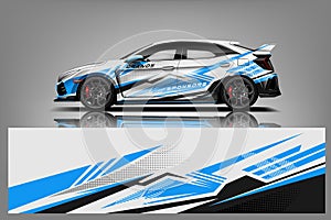 Car decal wrap design vector. Graphic abstract stripe racing background kit designs for vehicle, race car, rally, adventure and li