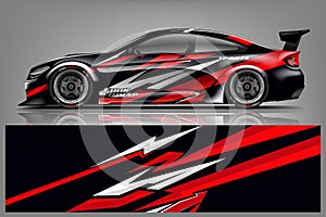 Car decal wrap design vector. Graphic abstract stripe racing background kit designs for vehicle, race car, rally, adventure and li