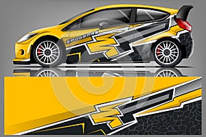 Car decal wrap design vector. Graphic abstract stripe racing background kit designs for vehicle, race car, rally, adventure and li