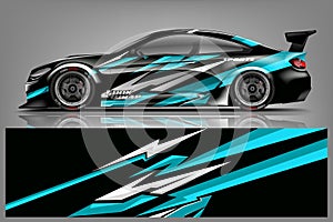 Car decal wrap design vector. Graphic abstract stripe racing background kit designs for vehicle, race car, rally, adventure and li