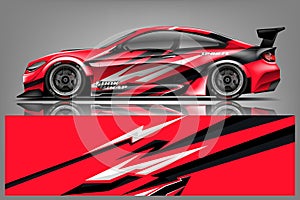 Car decal wrap design vector. Graphic abstract stripe racing background kit designs for vehicle, race car, rally, adventure and li