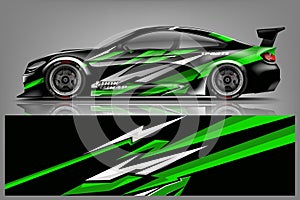 Car decal wrap design vector. Graphic abstract stripe racing background kit designs for vehicle, race car, rally, adventure and li